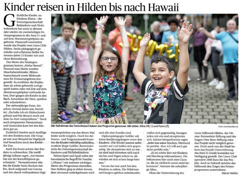 Kinder reisen in Hilden bis nach Hawaii