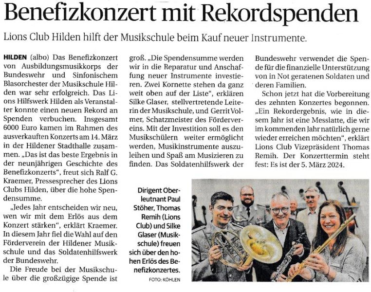Benefizkonzert mit Rekordspenden