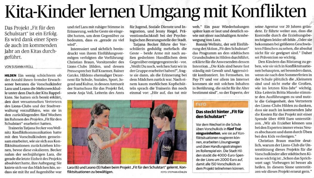 Präventionsprojekt Pressebericht